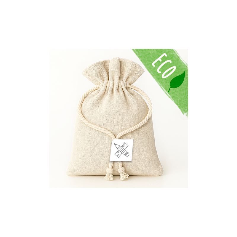 Sac en lin avec étiquette pour kit de bienvenue