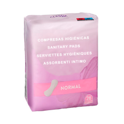 Pack de 26 serviettes hygiéniques normaux sans ailes
